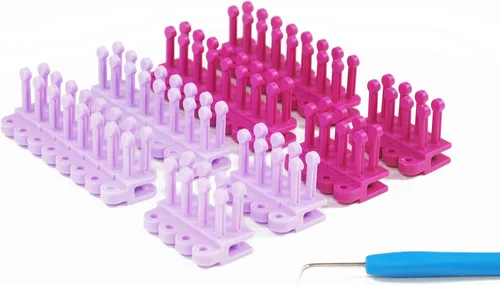 Vista 2 de Authentic Knitting Board Flexee Loom Links Skinny, calibre pequeño, para hilo fino, 48 eslabones, 96 clavijas