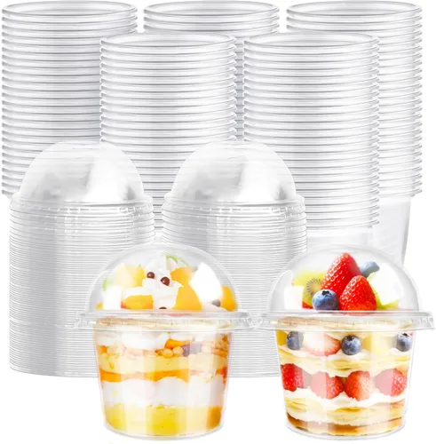 Vista 8 de Jnnzzggu 50 vasos de plástico desechables de 8 onzas con tapas de cúpula, taza de postre transparente, mini recipientes de aperitivo de parfait