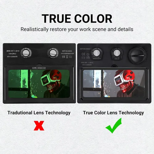Vista 10 de Welding Helmet Auto Darkening: DEKORPO True Color Solar Powered Auto Darkening Welding Welder Mask Hood Helmets