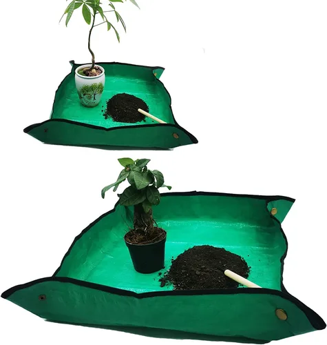 Vista 7 de 2 piezas (39.3'', 26.8'') Tapetes cuadrados impermeables para trasplante de plantas, tapete de tela de trabajo plegable para trasplante de jardín