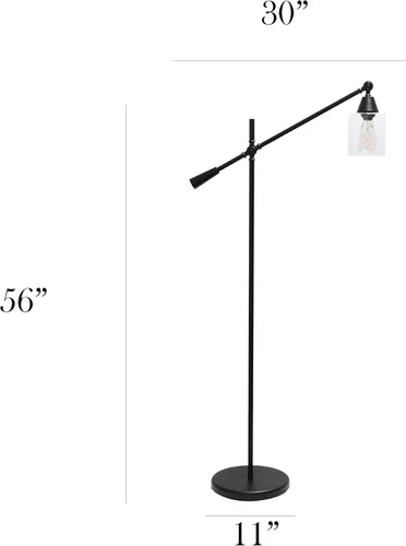 Vista 3 de Elegant Designs LF1030-BLK Lámpara de pie con pantalla de vidrio con brazo pivotante, color negro