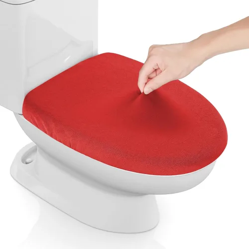 Vista 8 de Funda elástica para tapa de inodoro de elastano, funda gruesa para asiento de inodoro para baño, funda suave y lavable, se adapta a la mayoría
