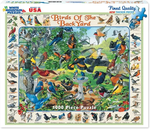 Vista 4 de White Mountain Puzzles Birds of the Backyard - Rompecabezas de 1000 piezas
