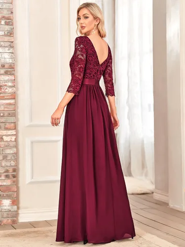 Vista 2 de Ever-Pretty - Vestido largo elegante para dama de honor con cintura imperio manga de 34 07412