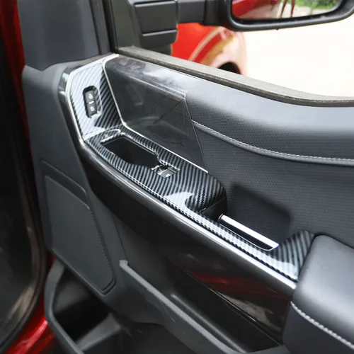Vista 2 de Cubierta de Panel de Interruptor de Ventana de Puerta Delantera Interior de Fibra de Carbono para Ford F150 2021+ Accesorios de Decoración