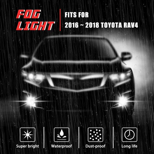 Vista 3 de Luces antiniebla de conducción de repuesto para Toyota RAV4 2016 2017 2018 con bombillas halógenas H16 12V 19W y kit de interruptor y cableado