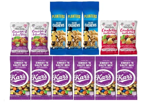 Vista 3 de Paquetes Individuales de Nueces - Aperitivos Saludables para Adultos que Incluyen Almendras Crudas, Pistachos con Cáscara, Semillas de Girasol