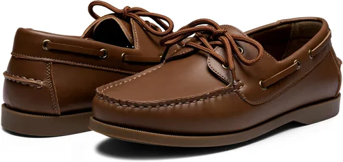 Vista 6 de Vostey Zapatos sin cordones para hombre, con soporte de arco, zapatos de barco para hombre, mocasines ligeros de 2 ojos