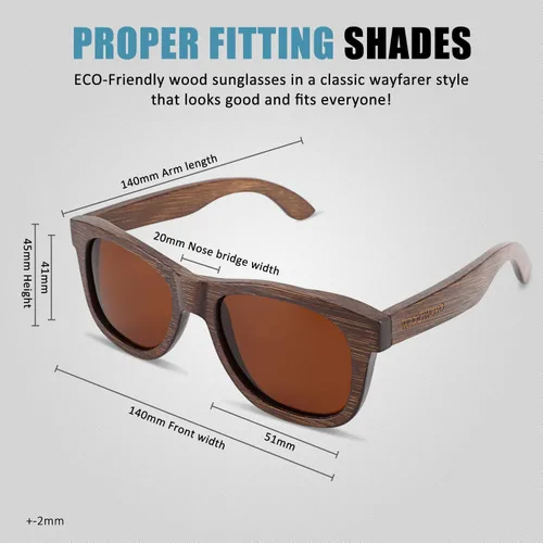 Vista 6 de WOODWORD Gafas de sol polarizadas de madera para hombres y mujeres gafas de sol de madera de bambú con funda