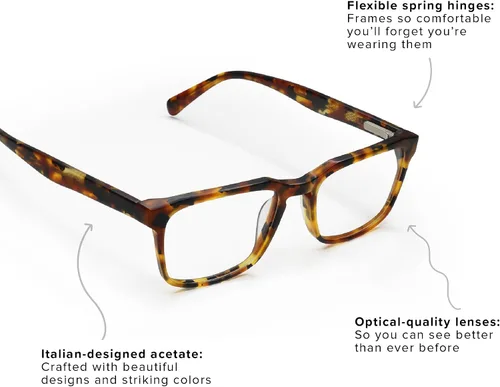 Vista 3 de eyebobs - Seymour Glass Gafas de lectura prémium para hombre Marco rectangular para caras anchas Disponible en 0.0x - 4.0x