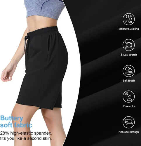 Vista 3 de BETTERCHIC Bermudas para mujer, suaves como la mantequilla, pantalones cortos activos con bolsillos, talla S-2XL