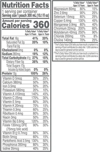 Vista 4 de Compleat Pediatric Organic Blends 10.1 fl oz, bolsa de fórmula de alimentación nutricionalmente completa a base de plantas, paquete de 24