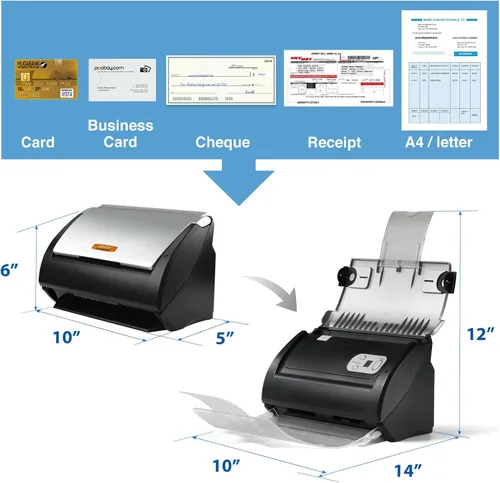 Vista 8 de Plustek Escáner de documentos de escritorio PS186, con alimentador automático de documentos de 50 páginas (ADF). para Windows 7/8/10/11
