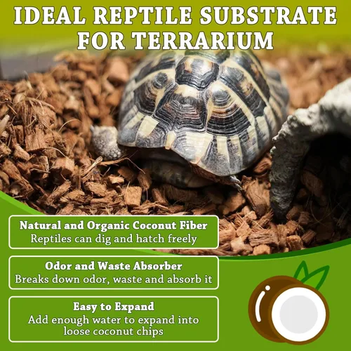 Vista 5 de ZeeDix - Chips de cáscara de coco orgánico para reptiles, sustrato de chips de coco para cama de serpiente, chips de fibra de coco para reptiles
