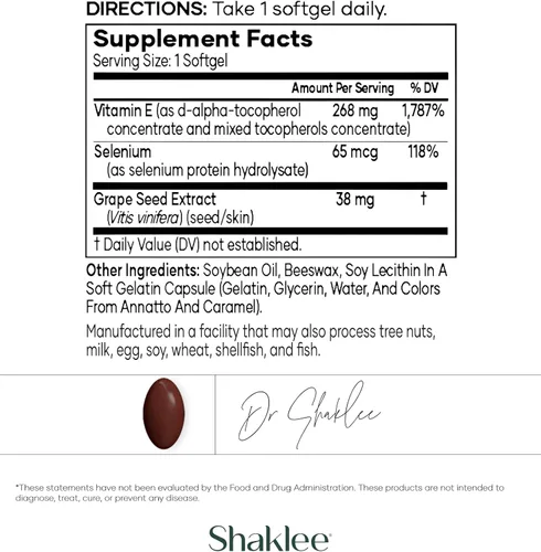 Vista 3 de Shaklee - Vita-E® 400 UI - Vitamina E con Selenio - 90 cápsulas blandas