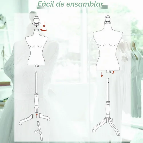 Vista 5 de Maniquí Torso Maniquí Forma Ajustable Cuerpo Manicano para Ropa, Maniquí Mujer de 60 a 67 pulgadas con Soporte Trípode Coser Forma de Vestido