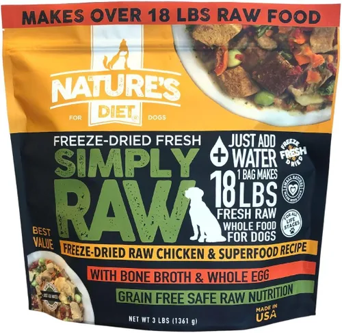 Vista 8 de Nature's Diet Simply Raw - Comida integral liofilizada – Hace 18 libras de alimentos frescos con músculo, órganos, caldo de huesos, huevo entero