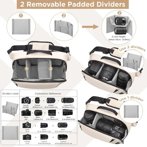Vista 2 de TAAOKA Bolsa de Hombro para Cámara, Estuche para Cámara Impermeable con Soporte para Trípode, Bolsas para Cámaras DSLR/SLR/Sin Espejo Ligeras