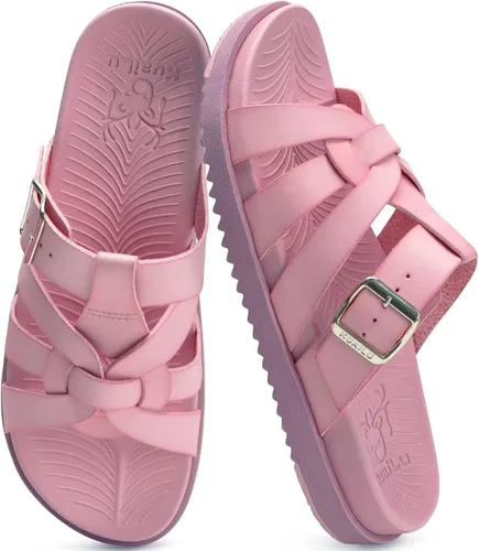 Vista 15 de KuaiLu Sandalias de gladiador para mujer con cómodo soporte de arco para verano, playa, vacaciones, caminar, viajes, pescador, toboganes, trajes