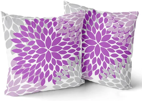 Vista 13 de Juego de 2 fundas de almohada de 18 x 18 pulgadas, diseño de dalias de color azul claro, modernas, rústicas, decorativas, de algodón, con Azul