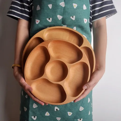 Vista 3 de Caja multifuncional de madera para bocadillos de frutas secas, contenedor de almacenamiento de boda, plato de fruta, bandeja para servir plato