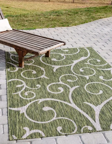 Vista 25 de Unique Loom Outdoor Botanical Collection - Alfombra rizada, 4 pies 1 pulgada x 6 pies 1 pulgada, rectangular, azul/marfil