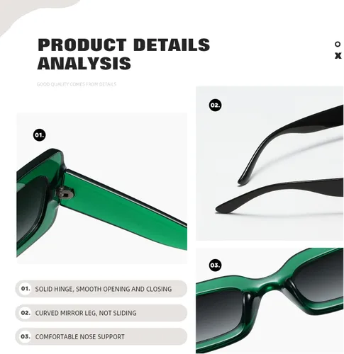 Vista 6 de Gafas de sol para mujer de moda para hombre, cuadrados, multicolor