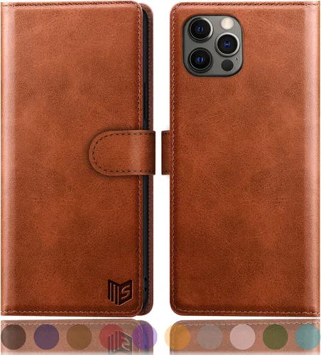 Vista 8 de SUANPOT Funda de piel tipo cartera para iPhone 12/12 Pro 6.1 (no 12 Pro Max de 6.7 pulgadas) con bloqueo RFID, tarjetero y tarjetero con tapa