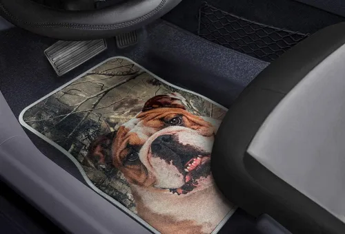 Vista 3 de British Bulldog - Alfombra de asiento delantero y trasero de ajuste universal para automóvil, camión, SUV, 4 unidades Bulldog británico