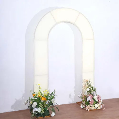 Vista 10 de Efavormart - Funda de arco abierto de elastano beige de 7 pies, doble cara, ajuste cómodo, en forma de U, para bodas escandalosas y decoración