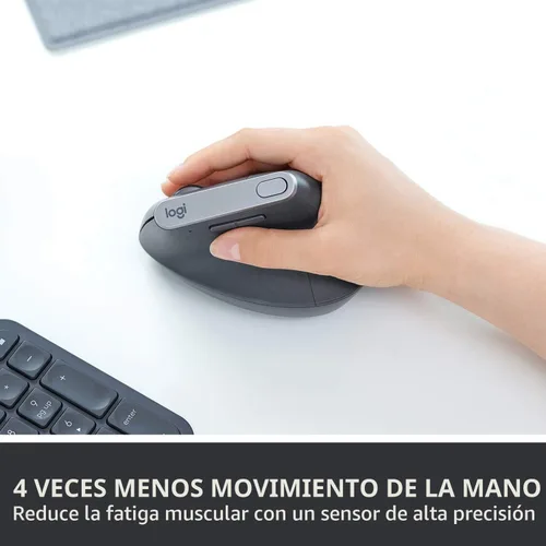 Vista 5 de Logitech MX - mouse inalámbrico vertical – diseño ergonómico avanzado que reduce la tensión muscular, controla y mueve contenido entre 3
