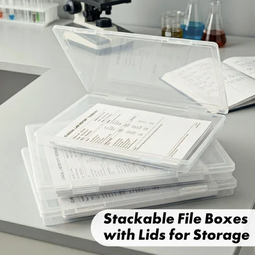 Vista 6 de DUOFIRE 3 Pack Plastic File Box Document Organizer for US Letter Paper