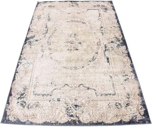 Vista 7 de Unique Loom Chateau Collection - Alfombra rústica, vintage, medallón, texturizada, envejecida, tradicional, 4 x 6 pies, beige/azul marino