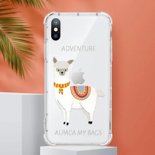 Vista 2 de Funda compatible con iPhone X/Xs, TPU suave, transparente, a prueba de golpes, funda protectora transparente para iPhone X/XS, alpaca