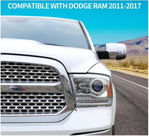 Vista 7 de Voodonala Cubierta inferior de espejo lateral para Dodge RAM, cubierta de lámpara de advertencia negra ahumada, compatible con Dodge RAM 2011-2018