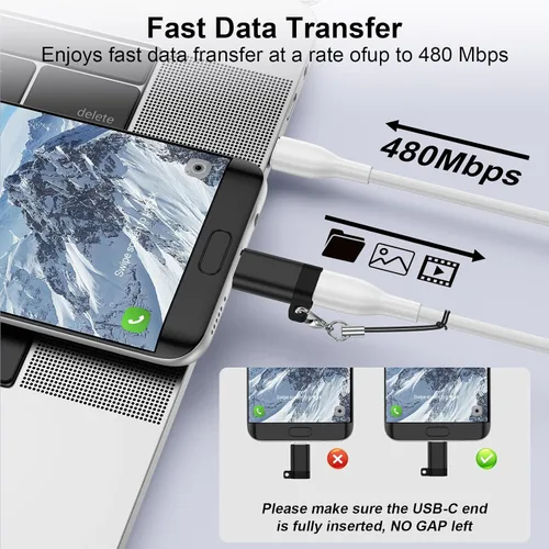 Vista 3 de Adaptador USB C a Micro USB, paquete de 4 adaptadores tipo C hembra a micro Negro