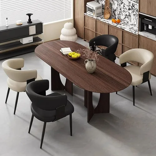 Vista 2 de Juego de 4 sillas de cocina, con patas de acero al carbono y cojín de piel sintética, sillas de comedor modernas Hogar, cocina, oficina, reuniones
