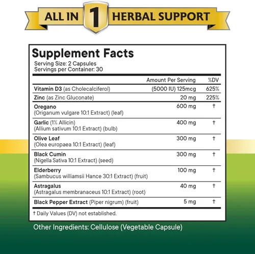 Vista 7 de NEW AGE Aceite de orégano Extracto de ajo y hoja de olivo con astrágalo - Suplemento para mujeres y hombres - 60