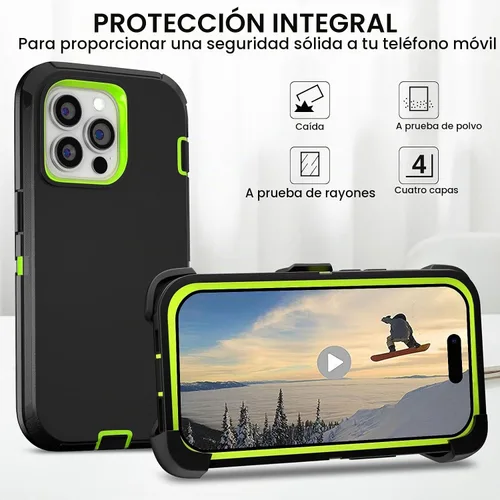 Vista 4 de Funda para iPhone 14 Pro Max de 6.7 pulgadas con clip para cinturón con 2 protectores de pantalla, 2 protectores de lente de cámara, cubierta