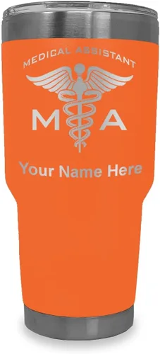 Vista 9 de LaserGram Taza aislada al vacío de 20 onzas, asistente médico MA, grabado personalizado incluido (negro)