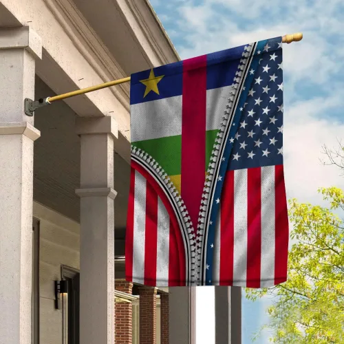 Vista 2 de Bandera con cremallera, bandera de África Central, bandera de Estados Unidos, República Centroafricana, bandera patriótica de casa de raíz, bandera