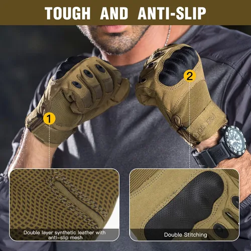 Vista 4 de FREE SOLDIER Outdoor Gloves for Men, Motorcycle Gloves for Cycling Hiking Camping Climbing, Airsoft Gloves for Paintball and Shooting
