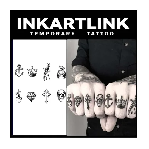 Vista 4 de INKARTLINK Tattoo Tech, 2 hojas de tatuaje semipermanente mediano, tatuajes temporales de diseño artístico para adultos, dura 1-2 semanas, Barco