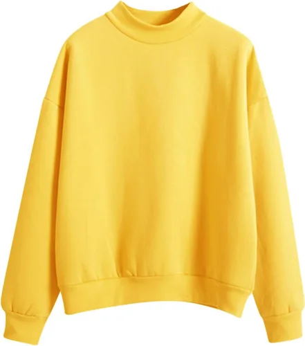 Vista 7 de Sudadera de cuello alto falso para mujer, cuello redondo, cómoda, color liso, suéter casual de manga larga, suéter de otoño