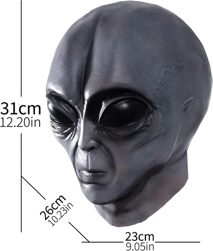 Vista 6 de Vmonke Máscaras faciales realistas de alienígenas para encuentros extraterrestres, máscaras de broma divertidas para Halloween y cosplay