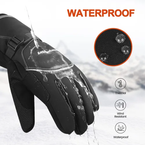 Vista 3 de UJUJIA -Guantes de invierno de 40 , guantes de esquí y snowboard para hombres y mujeres, guantes térmicos cálidos para clima frío, impermeables