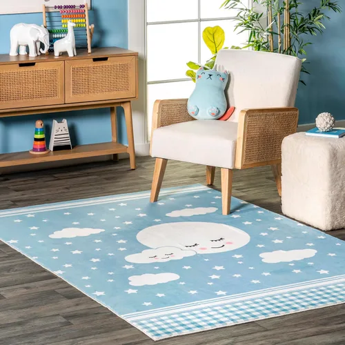 Vista 14 de nuLOOM Aloisia Bunny - Alfombra lavable a máquina, 4 x 6, azul