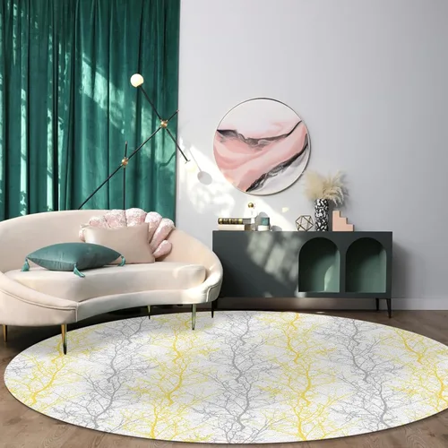Vista 3 de Forest Branch - Alfombra redonda de 4 pies, lavable para interiores y exteriores, para dormitorio, cocina, baño, sala de estar, comedor, lavandería
