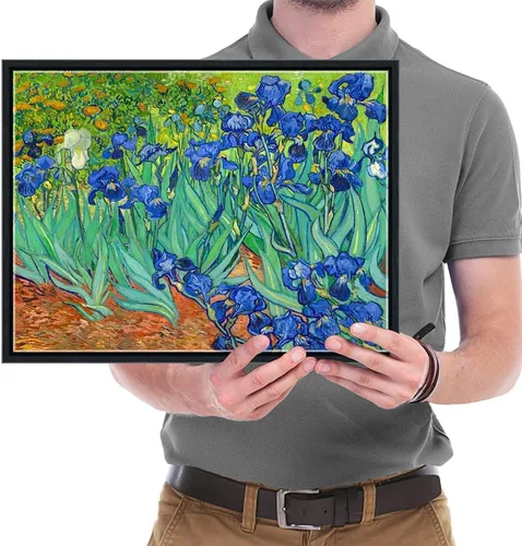 Vista 5 de Wieco Art Lienzo enmarcado para pared, impresiones de lirios de Van Gogh, flores famosas, pinturas al óleo, reproducción moderna de lienzo giclée