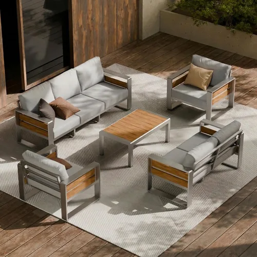 Vista 16 de ZANDOR Muebles de Exterior de Aluminio - 1 Pieza Sofá de Dos Plazas, Sofá de Exterior Moderno de Metal Resistente a Todas las Condiciones con Cojín